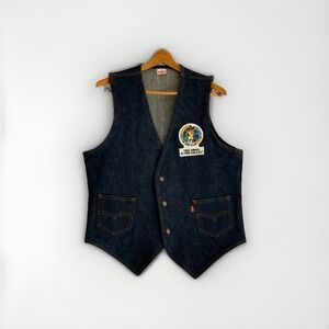 Custom Vintage Levi's Dark Wash‎ Denim Orange Tab Vest 1970 Mens M